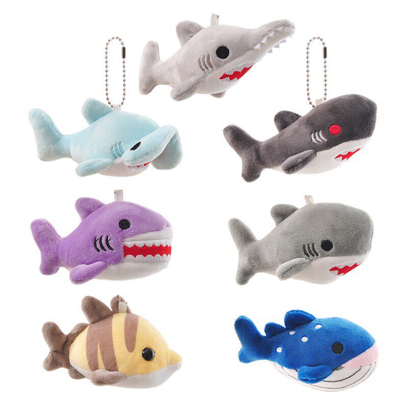 仿真海洋馆动物鲨鱼毛绒背包挂件钥匙扣海底生物鲸鱼公仔儿童礼物