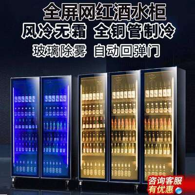 网红啤酒柜鲜商超酒吧风冷酒水柜红饮双门三门938酒饮料保冷藏料