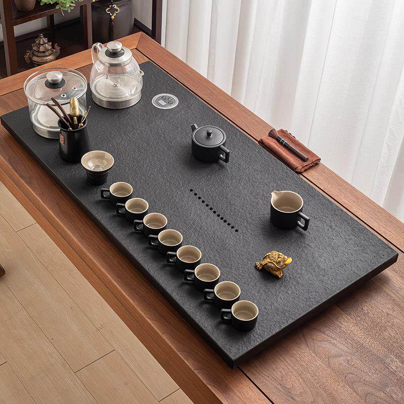 天然乌金石茶盘茶具套组全自动上水烧水一体电磁炉石头茶台家用