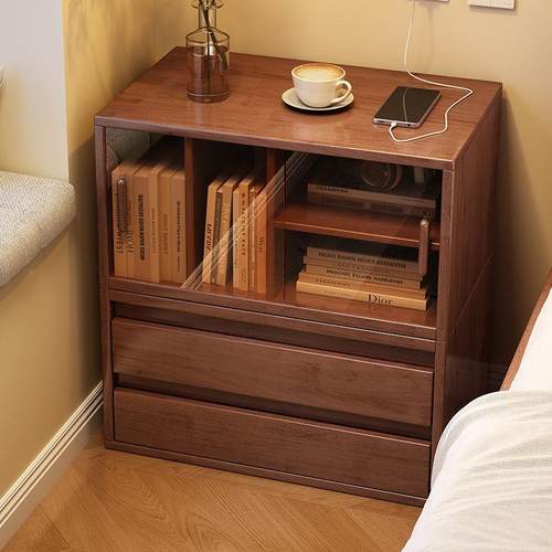 实木书柜矮柜客厅落地书架组合柜置物架家用电视柜边柜格子收纳