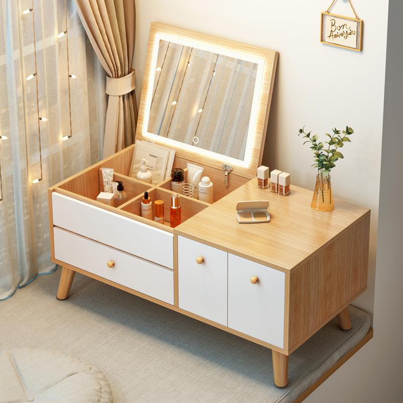 现代简约飘窗梳妆台一体卧室2022年新款极简小户型网红化妆台书桌