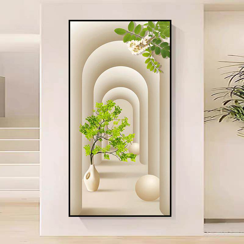简约进门玄关装饰画3d立体小清新墙贴过道自贴仿真花卉牛奶风壁画