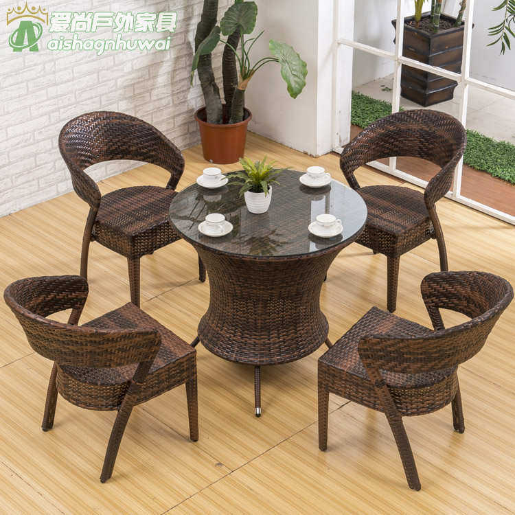 户外桌椅 藤编桌椅休闲咖啡厅阳台庭院桌椅实木藤椅子茶几五件套,商业/办公家具,商用藤编家具,淘宝优惠券,粉丝福利购,淘宝优惠卷