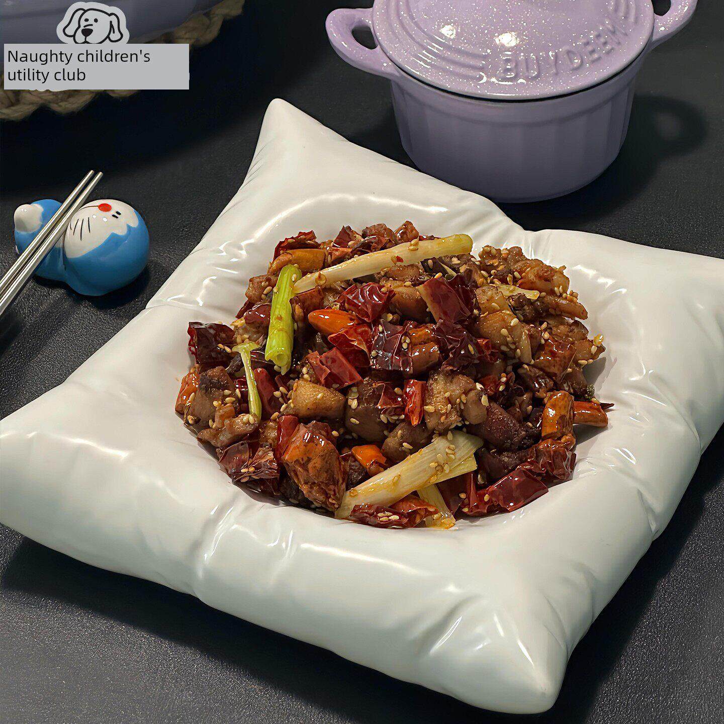 枕头盘子家用菜盘陶瓷大号深盘沙拉盘创意菜甜品盘高颜值装饰摆盘