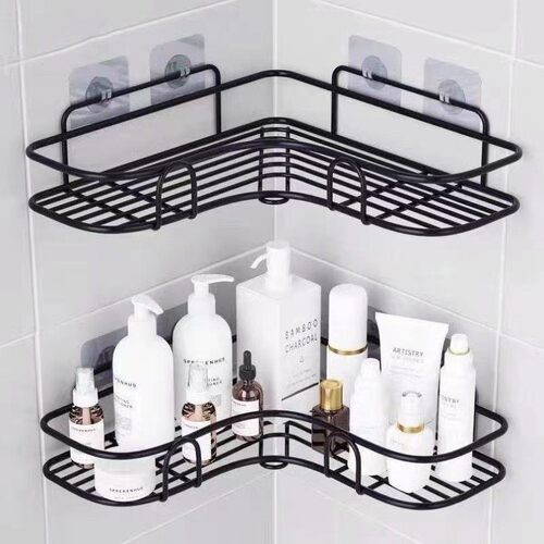 No-drill wall-mounted storage rack with strong adhesive hook
