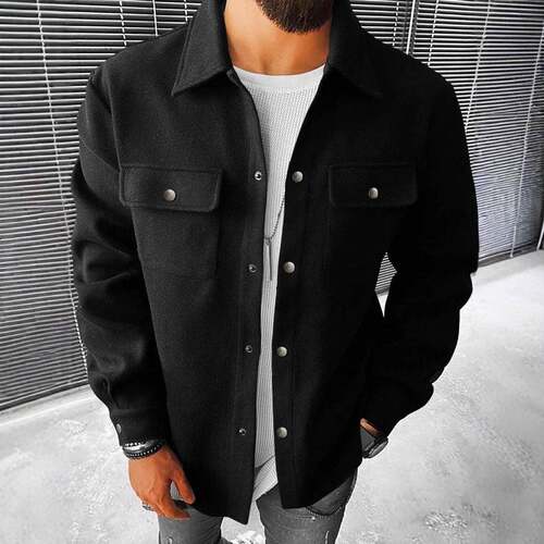 Men's Plain Long Sleeve Jacket Regular Fit Casual Classic