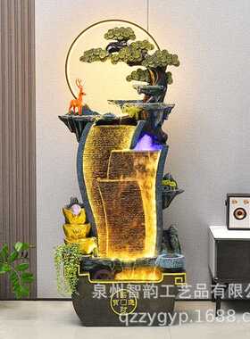 假山鱼缸喷泉流水摆件客阳OHC公迁台办室玄关水景装饰品厅乔开业