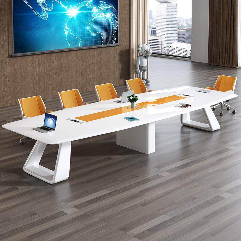 烤漆会议桌创意白色时尚办公室长桌办公家具简约现代接待桌洽谈桌