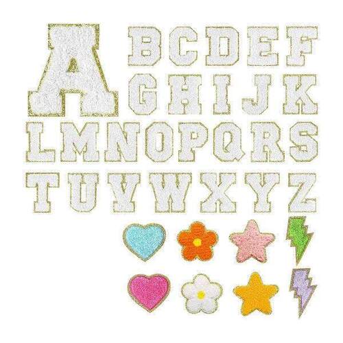 AD29-34 Pcs Chenille Letter Patches Iron on Letters A-Z