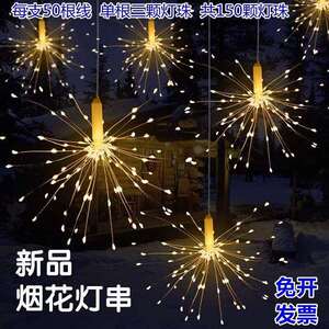 烟花灯串铜线灯串led爆炸星星灯米粒遥控防水蒲公英婚庆庭院挂灯