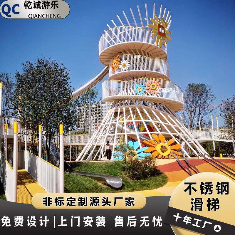 大型不锈钢滑梯户外儿童组合式游乐场设备小区室外无动力设施图片