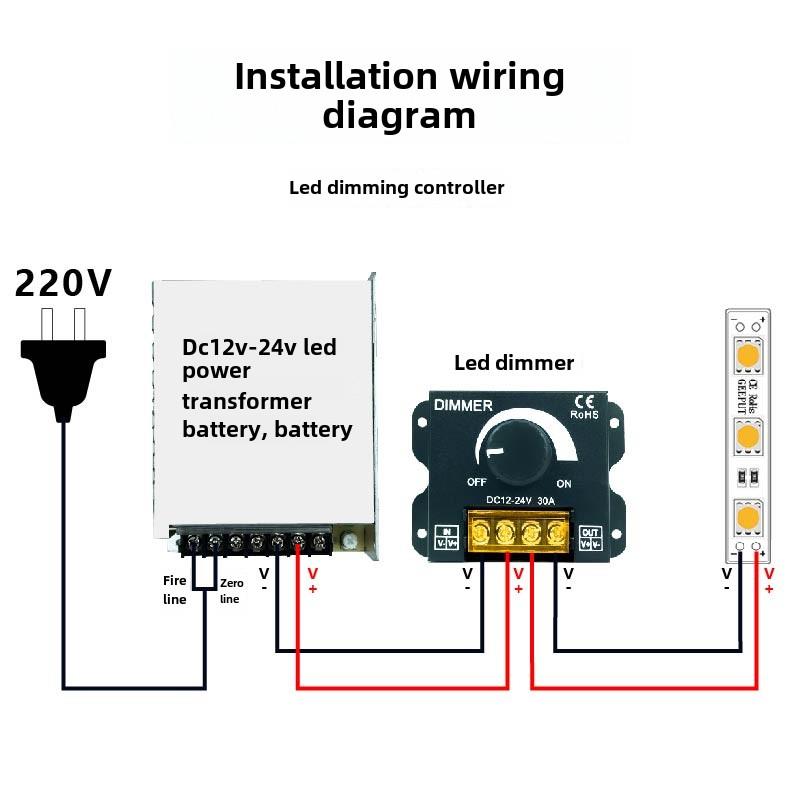 Led低压灯条灯箱发光字符12V24V调光器蓝牙遥控旋钮亮度模块调光
