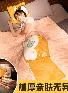 午抱被子用小RZP毛毯子二合一汽车两靠枕办公枕室沙发睡车用枕头