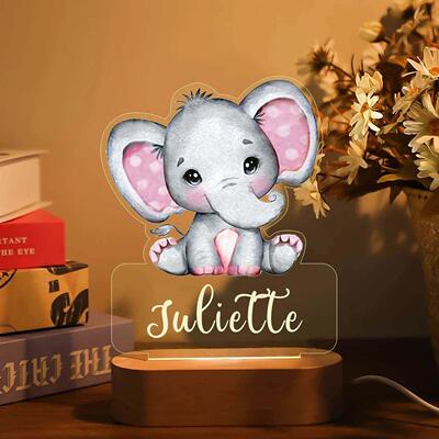 .Personalized Children Animal Night Light Custom Name Acryli