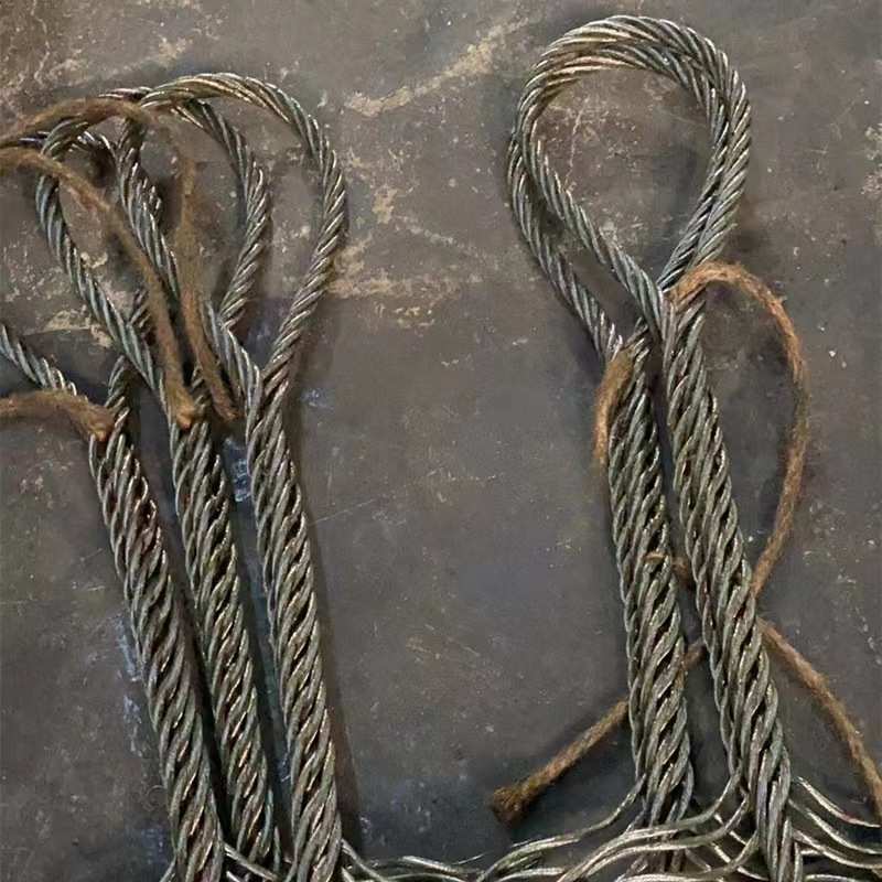 16mm18/20厘6/8米插编织双头30公分起重吊车装油光面软麻芯钢丝绳