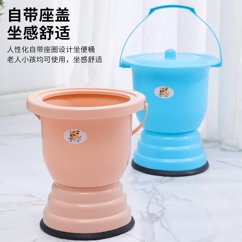 痰盂坐便器女高脚尿桶大人尿盆带盖搪瓷防臭家用起夜老人卧室加厚