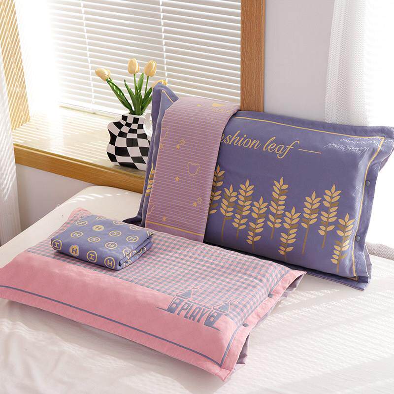 乳胶枕套40cmx60cm按扣纯棉儿童一对装新款40*60枕头套单人全棉枕