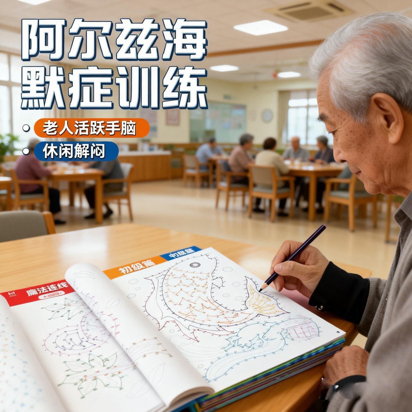 阿尔兹海默症训练老年人解闷玩具防痴呆连线画专注力控笔绘画