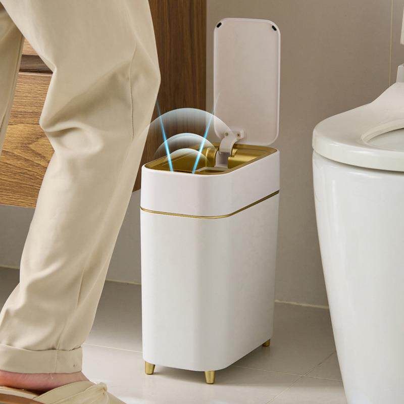 家用高颜值智能感应垃圾桶客厅卧室卫生间窄缝可壁挂自动感应桶