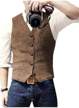 M 82503 Twill Men's Suit Vest Wedding Banquet 人字呢马甲