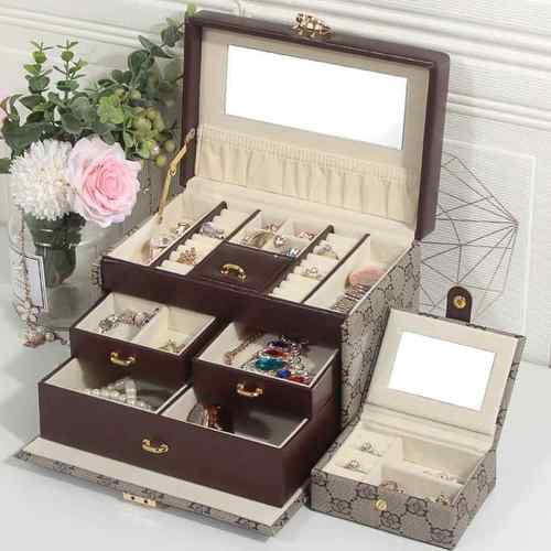 高档饰盒带锁 手饰饰品收纳盒戒盒表珠指宝首盒箱覆古生日结婚礼