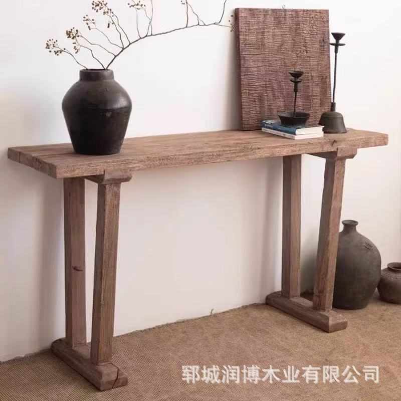 侘寂风老榆木供桌靠墙边桌写字桌门厅式书桌条案端景台玄关佛龛台