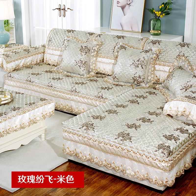 正品冬季厚防滑沙发垫布艺坐垫四通用轻奢加沙发巾套季欧式罩全盖