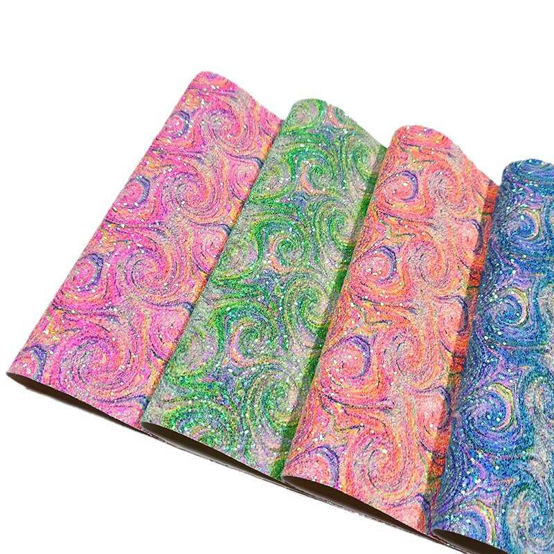 唯美梦幻渐变美人鱼鳞片鱼鳞纹皮革手袋箱包礼盒包装特殊鞋材闪布