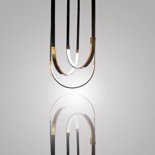 不锈皮极简皮带钢吊吊灯创意异形餐厅复式楼极简带吊灯展厅挑D880