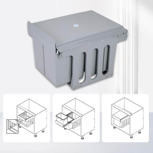 厨房隐形储物400柜体橱柜抽拉式分类垃圾桶15Lx2嵌入双桶三桶塑料