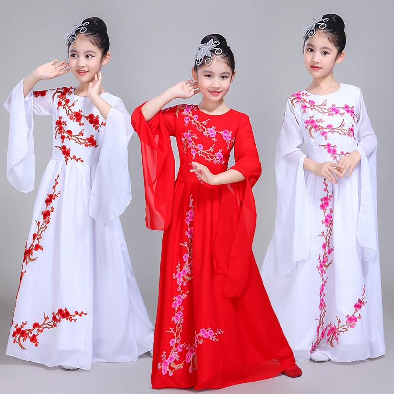 儿童合唱服礼服古装中长款裙子女童中大童钢琴古筝舞蹈演出表演服