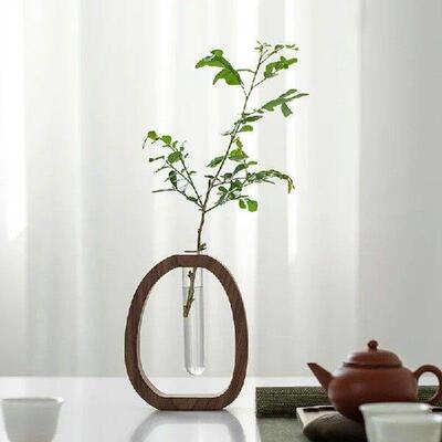 Mini Aquatic Vase Walnut Solid Wood Flower Set Creative