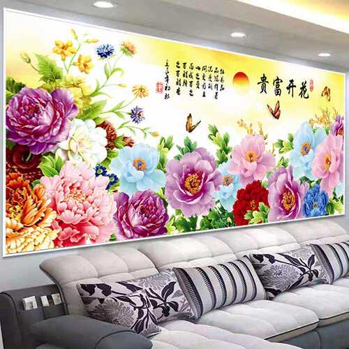 蒙娜丽莎十字绣2021新款花开富贵大幅风景线绣满绣手工自己绣套件