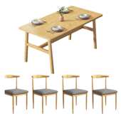 北欧餐桌小户型家用现代简约出租屋饭桌子轻奢长方形桌椅套装 简易