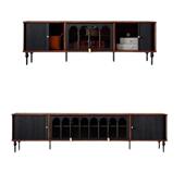 法式 小户型客厅落地储物柜古风家具定 实木复古茶几电视柜黑色美式