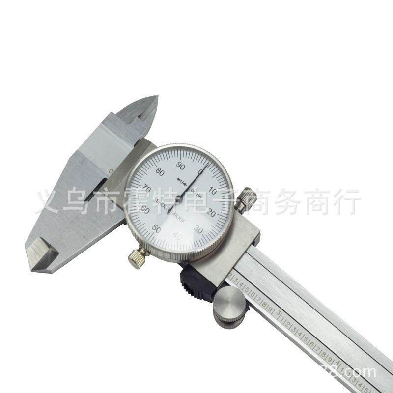 HUOTO 0-150mm英制不锈钢带表卡尺0.001in游标卡尺 双向反震
