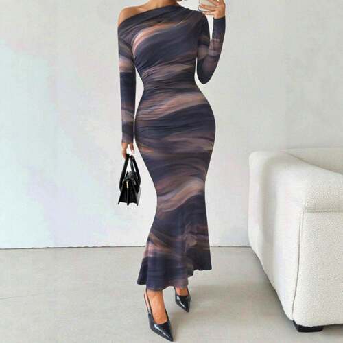 Women's High Elasticity Knitted Mesh Top  Gradient Color