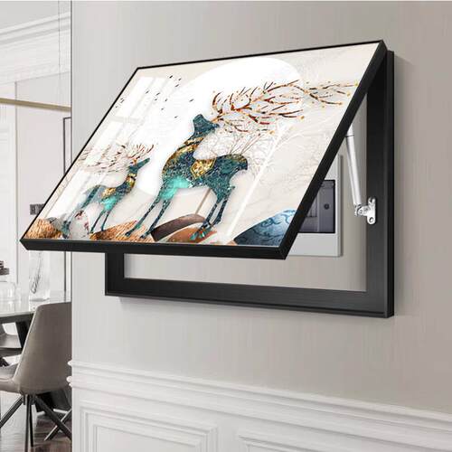 福禄吉祥电表箱装饰画 画免打孔配电箱盖板遮挡电闸盒开 关现代墙