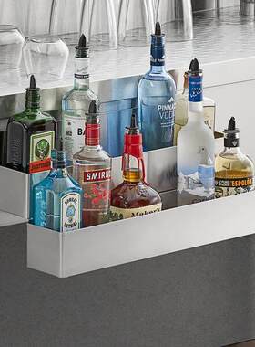 不锈钢吧台双层储酒架厨房置物架酒收纳架壁挂式酒吧茶饮调酒师