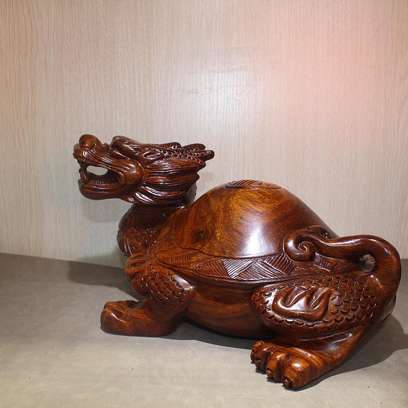 厂家直销雕刻龙龟工艺品摆件 办公室木质家居风水客厅摆件
