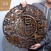 东阳木雕挂件香樟木头雕刻画 客厅艺术福字卧 画工艺礼品摆饰中式
