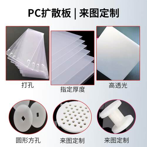 PC扩散板厂家亚克力板PC磨砂半透光板灯罩灯箱片奶白乳白色匀光板