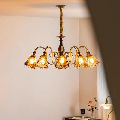 复古美式客厅玻璃吊灯美拉德宫廷风样板间别墅主卧中古风餐厅吊灯