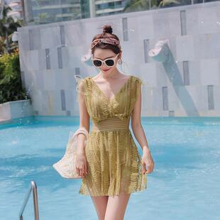 保守遮肚显瘦钢托聚拢0324z 四角裤 春夏2026新款 泳衣女连身裙式