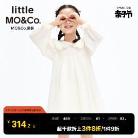 little moco童装春秋装女童娃娃领长袖连衣裙儿童裙子公主裙洋气