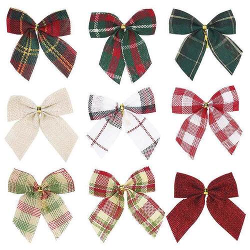 10/20pcs Christmas Gold Dust Bows Christmas Tree Printed Bow