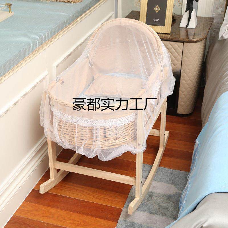 藤编新生便携手提篮车载睡篮小孩摇篮床摩西摇窝外出婴儿悠车老式