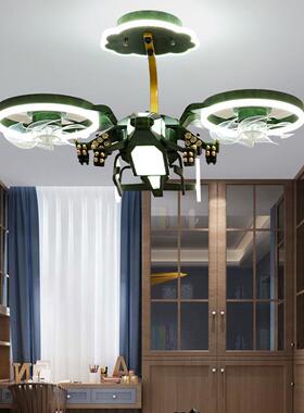 WNB儿童吸房飞机灯男孩卧直升风扇灯机创意造型装饰室遥控顶灯