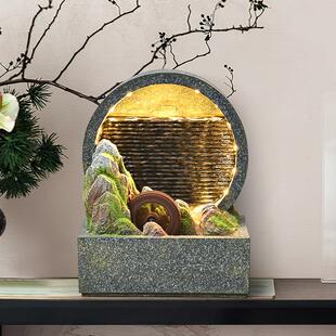 现业代轻喷奢落地流水泉摆件欧关式 饰品招财开送 家居客厅RPB玄装