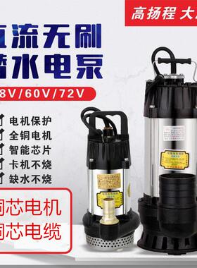 永磁智能无刷直流潜水泵大流量48V60V72V通用电动车不锈钢抽水泵